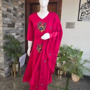 60-60 cotton fabric 
Floral tread embroidery 
3pcs set #Am13