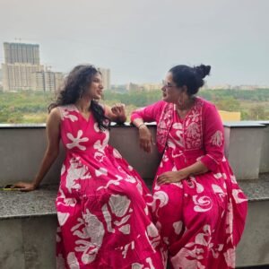 2pc printed cotton dress with jacket